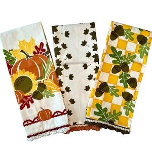VTG Gooseberry Patch Kitchen Hand Towel Set Fall Autumn Harvest Theme New